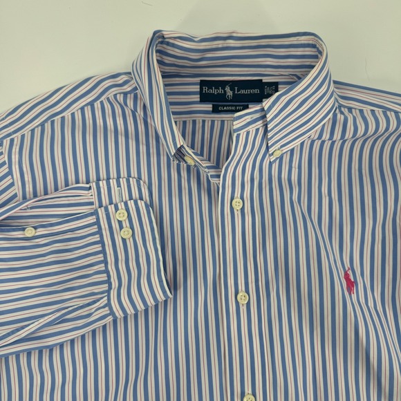 Ralph Lauren Classic Fit Striped Button Down Dress Shirt Men's 15 1/2 - Picture 1 of 3